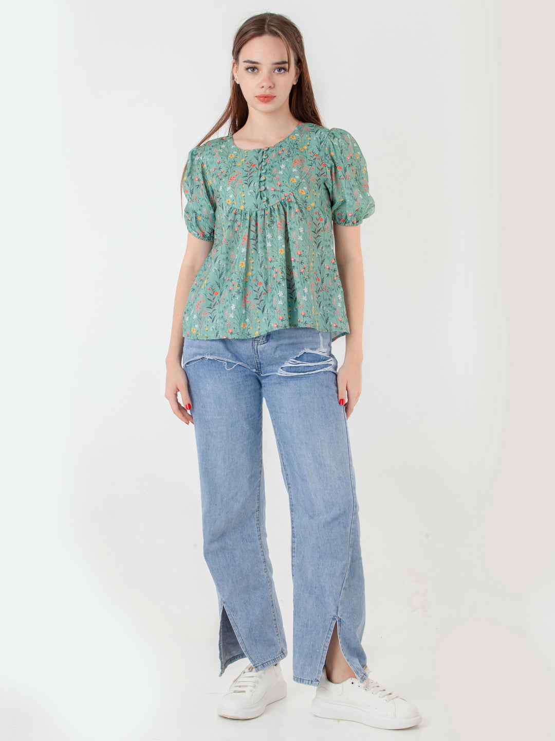 Green-Printed-A-Line-Top-T07052_5