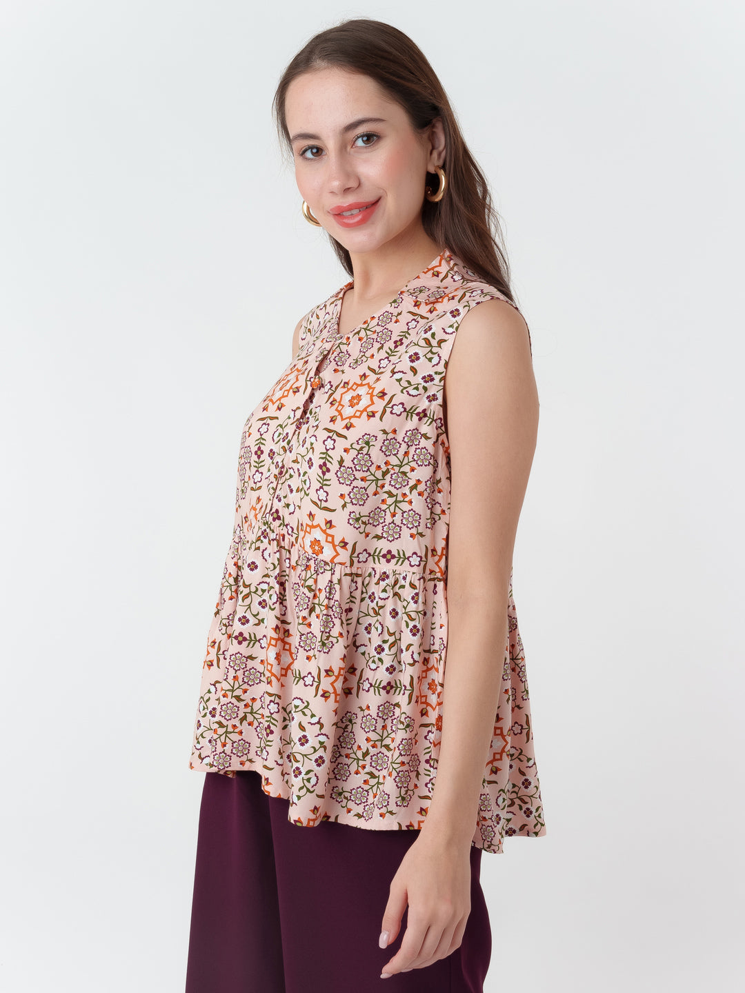 Peach_Printed_Top_T07055_3