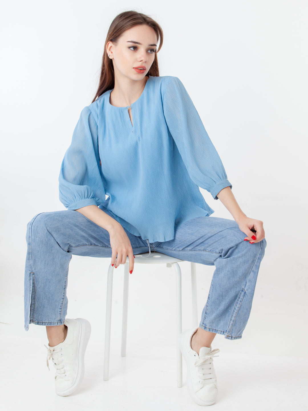 Blue-Self-Design-Regular-Top-T09013_1