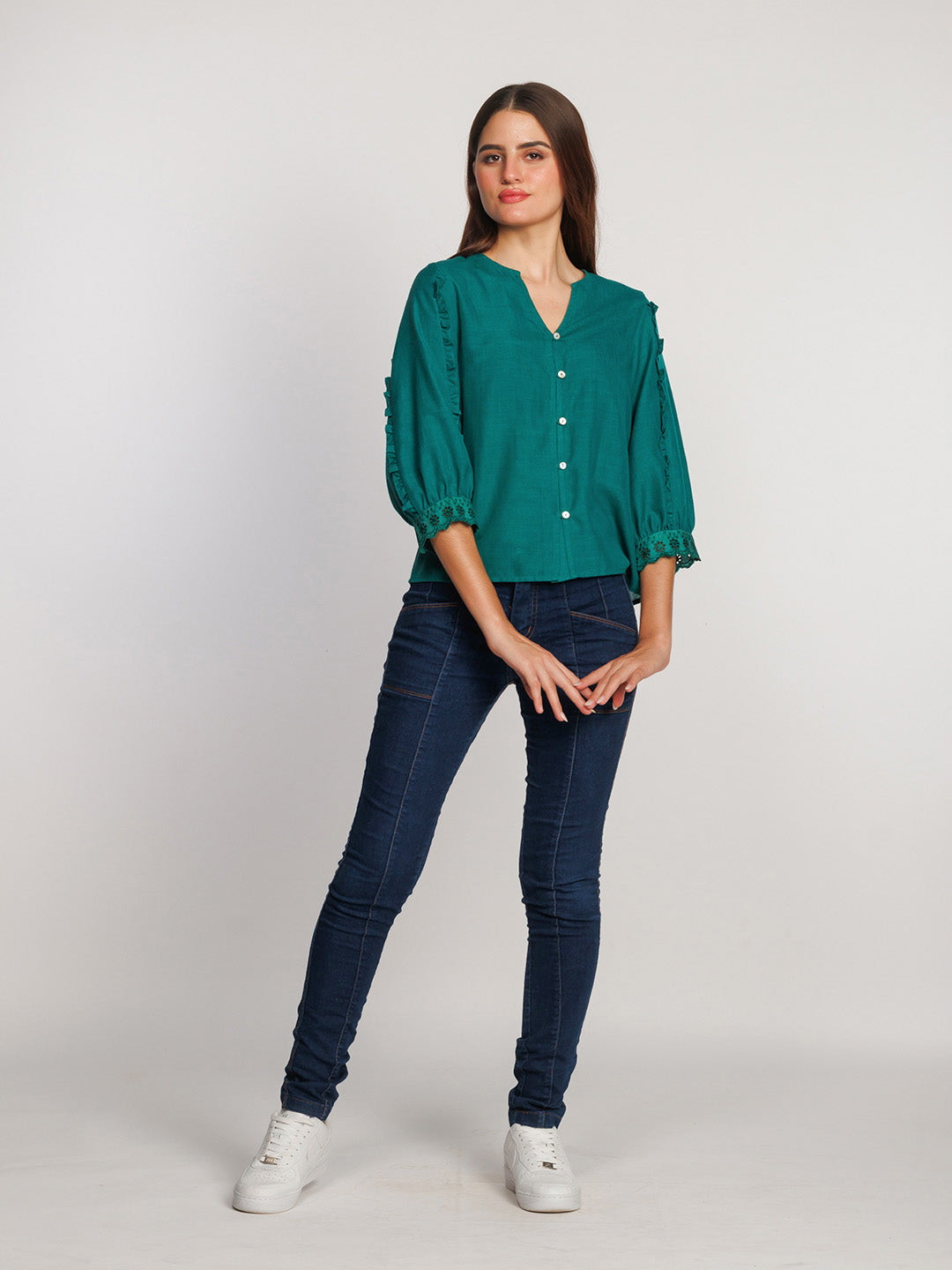 Dark-Green-Solid-Regular-Top-T09033-5