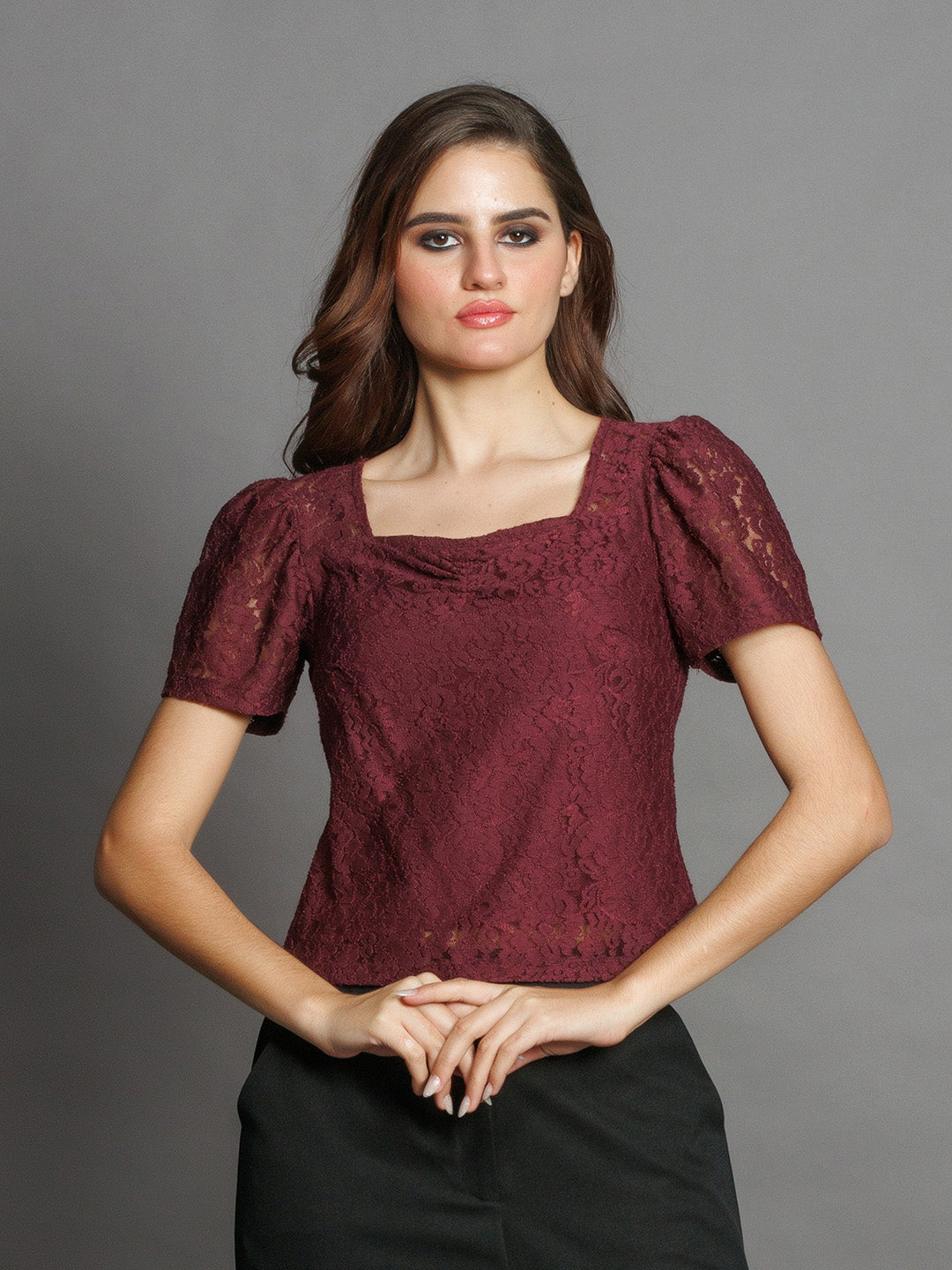 Wine-Lace-Fitted-Top-T09035-2