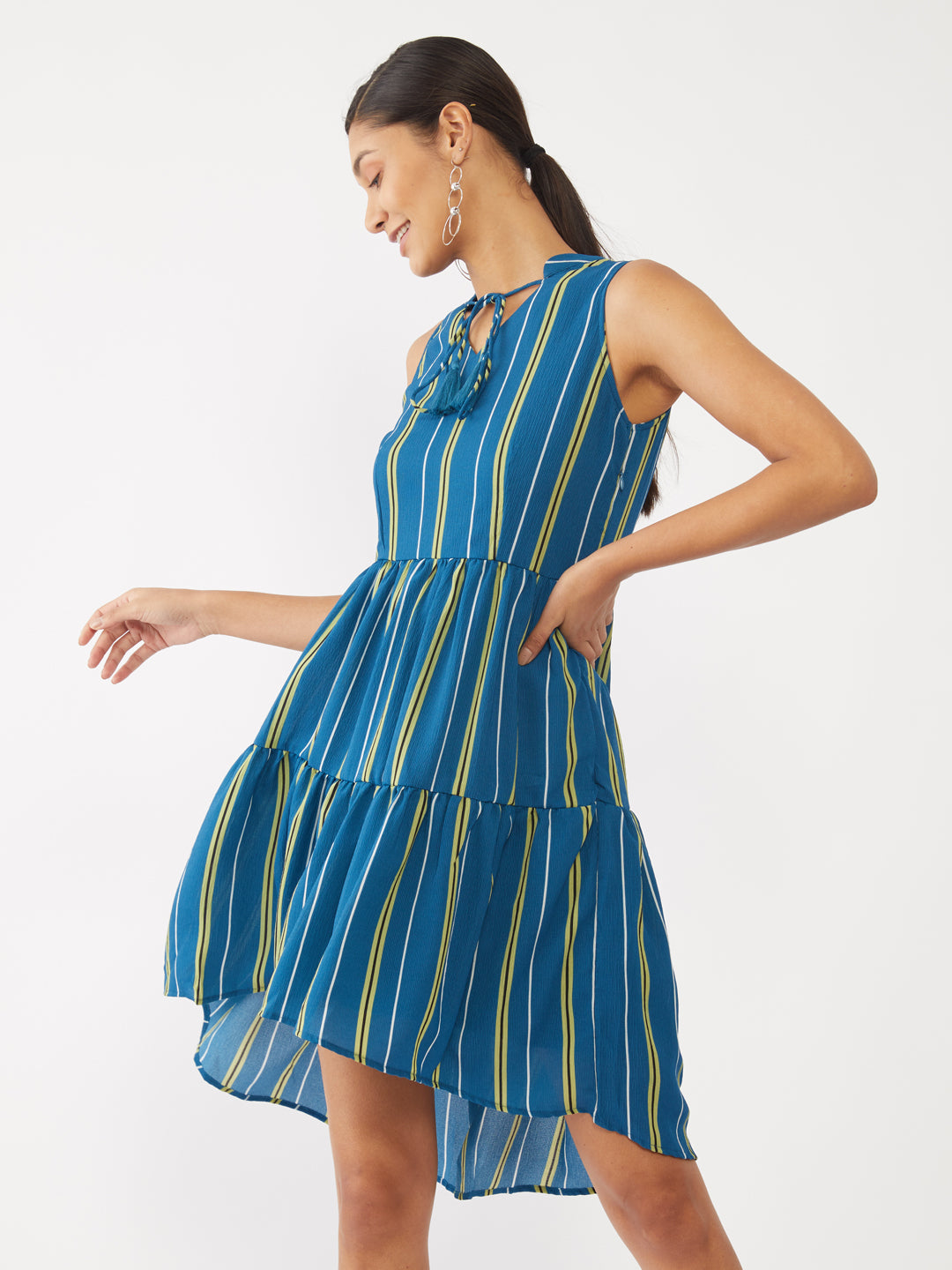 Blue-Striped-High-Low-Short-Dress-VD01820-1