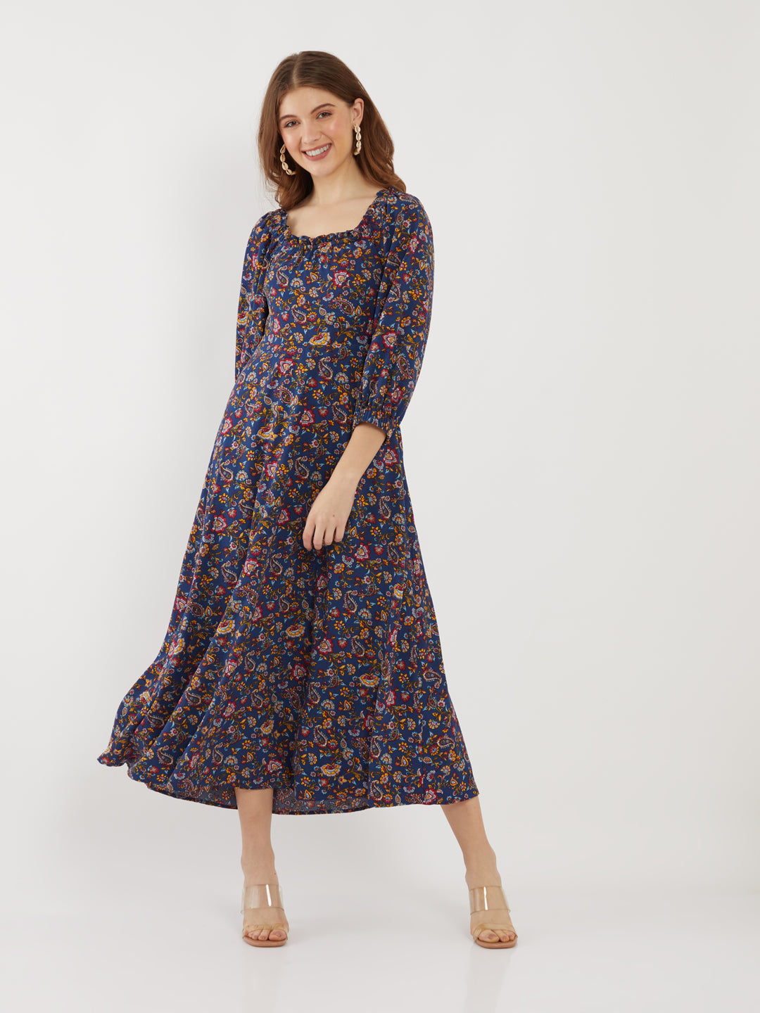Navy-Blue-Bohemian-Printed-Ankle-Length-Maxi-Dress-VD01878-2