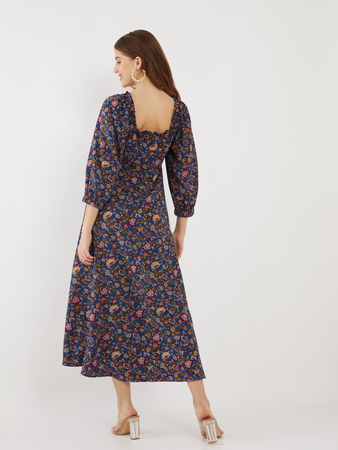 Navy-Blue-Bohemian-Printed-Ankle-Length-Maxi-Dress-VD01878-4