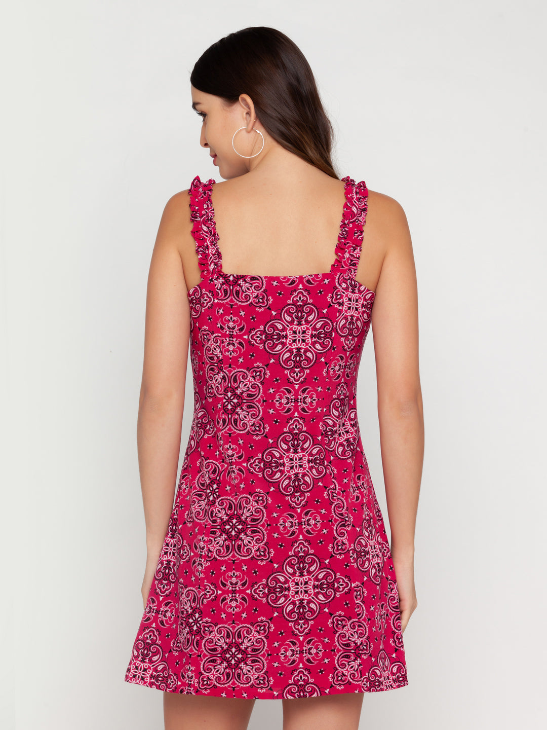Pink-Bohemian-Printed-Strappy-Short-Dress-VD02159-4