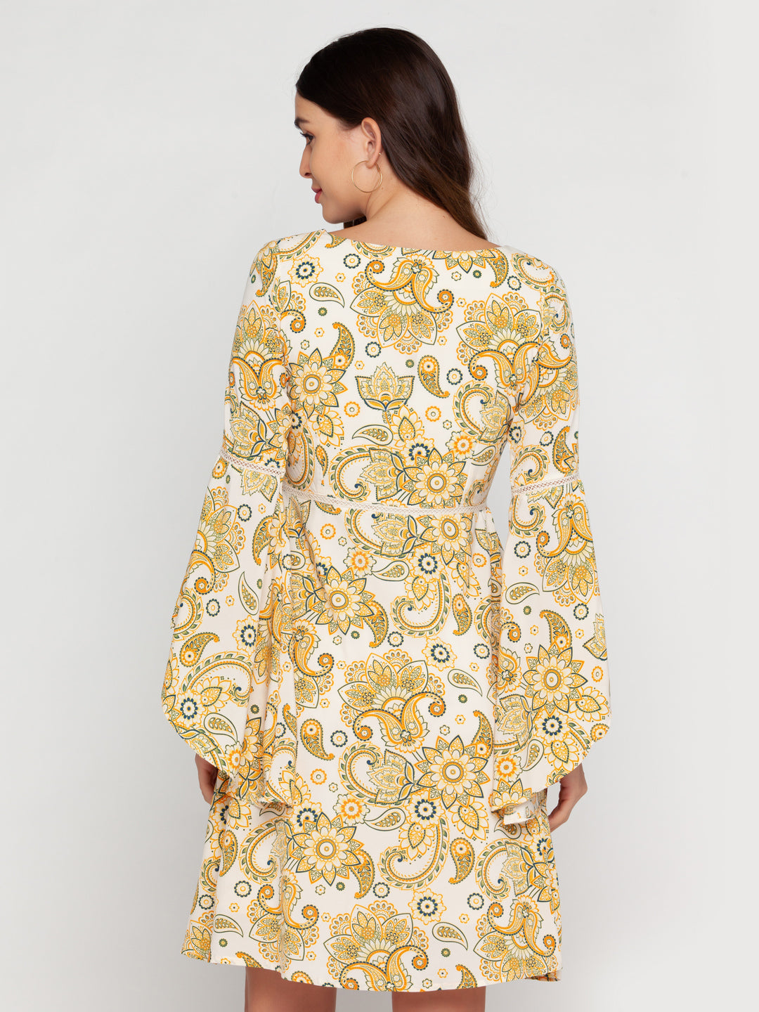 White-Ornamental-Printed-Flared-Sleeve-Short-Dress-VD02166-4