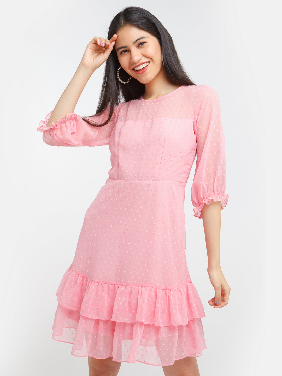 Self-Design-Polyester-Short-Dress-VD02332_109-Pink-1