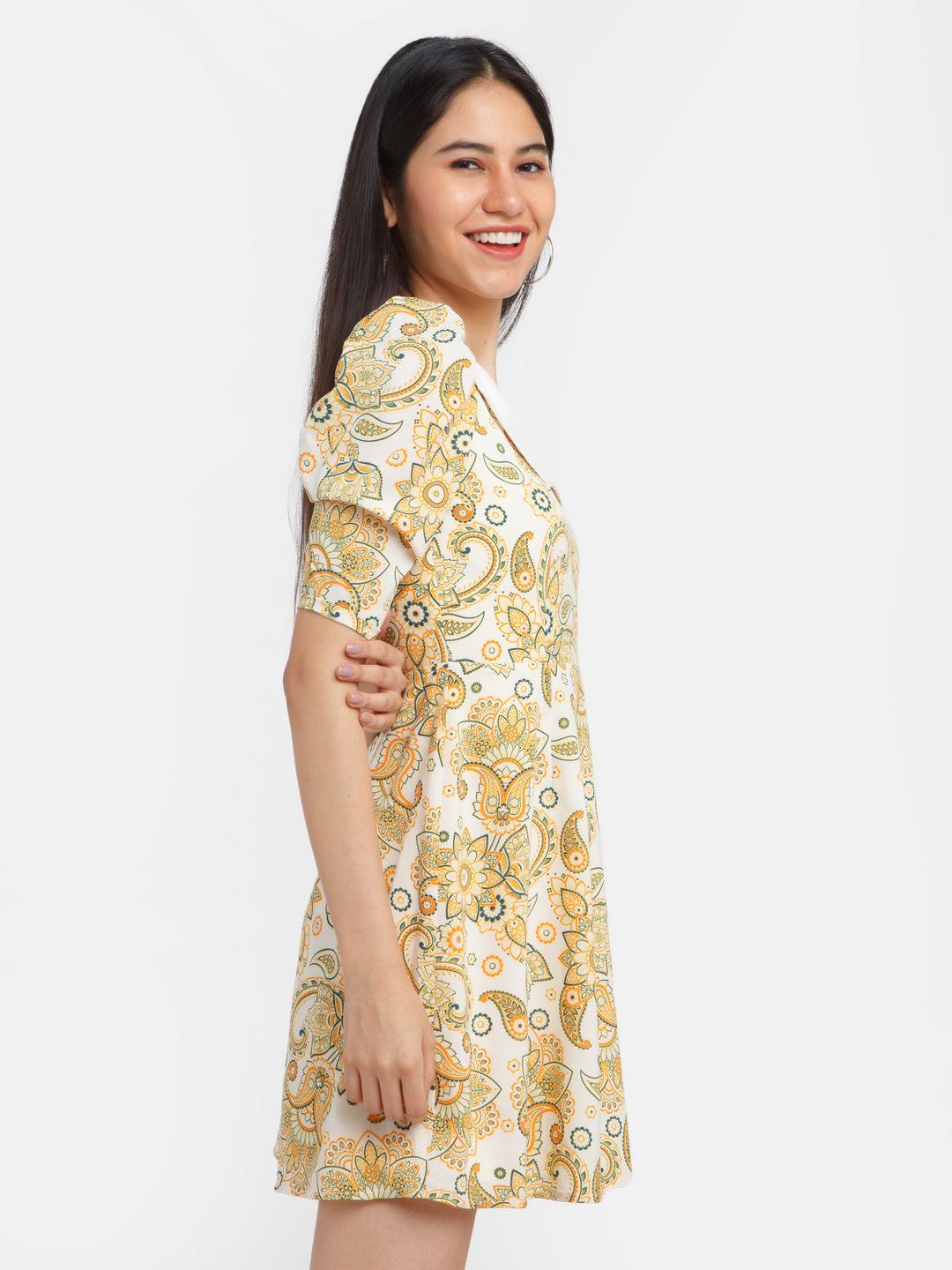 Multi-Colored-Bohemian-Printed-Puff-Sleeve-Short-Dress-VD02370-3