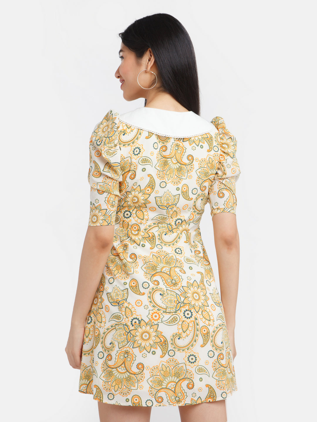Multi-Colored-Bohemian-Printed-Puff-Sleeve-Short-Dress-VD02370-4