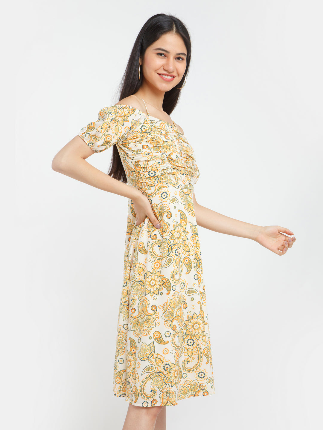 Multi-Colored-Bohemian-Printed-Puff-Sleeve-Short-Dress-VD02381-3