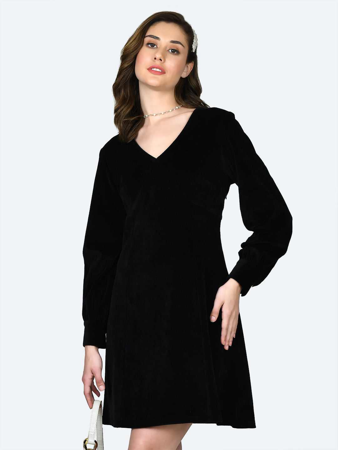 Solid-Polyester-Short-Dress-VD02520_101-Black-2