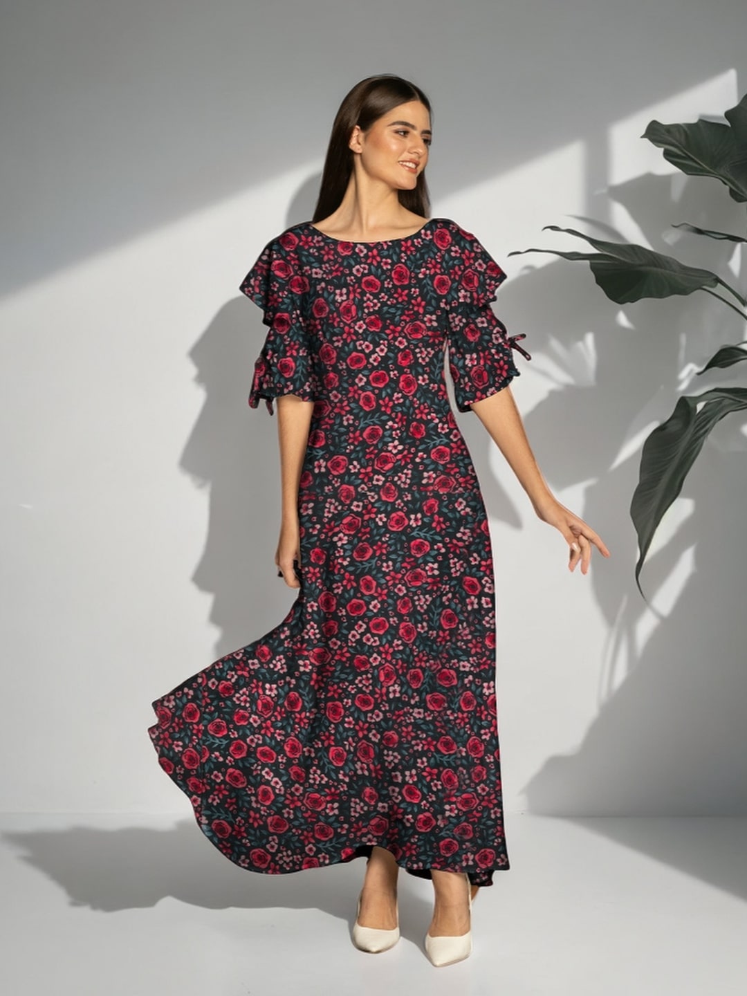 Floral-Print-Flared-Maxi-Dress-VD04029-132-Black-BabyPink-1