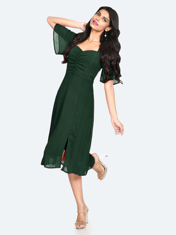 Green-Solid-Ruched-Midi-Dress-for-Women-VD04040_152-BottleGreen-1