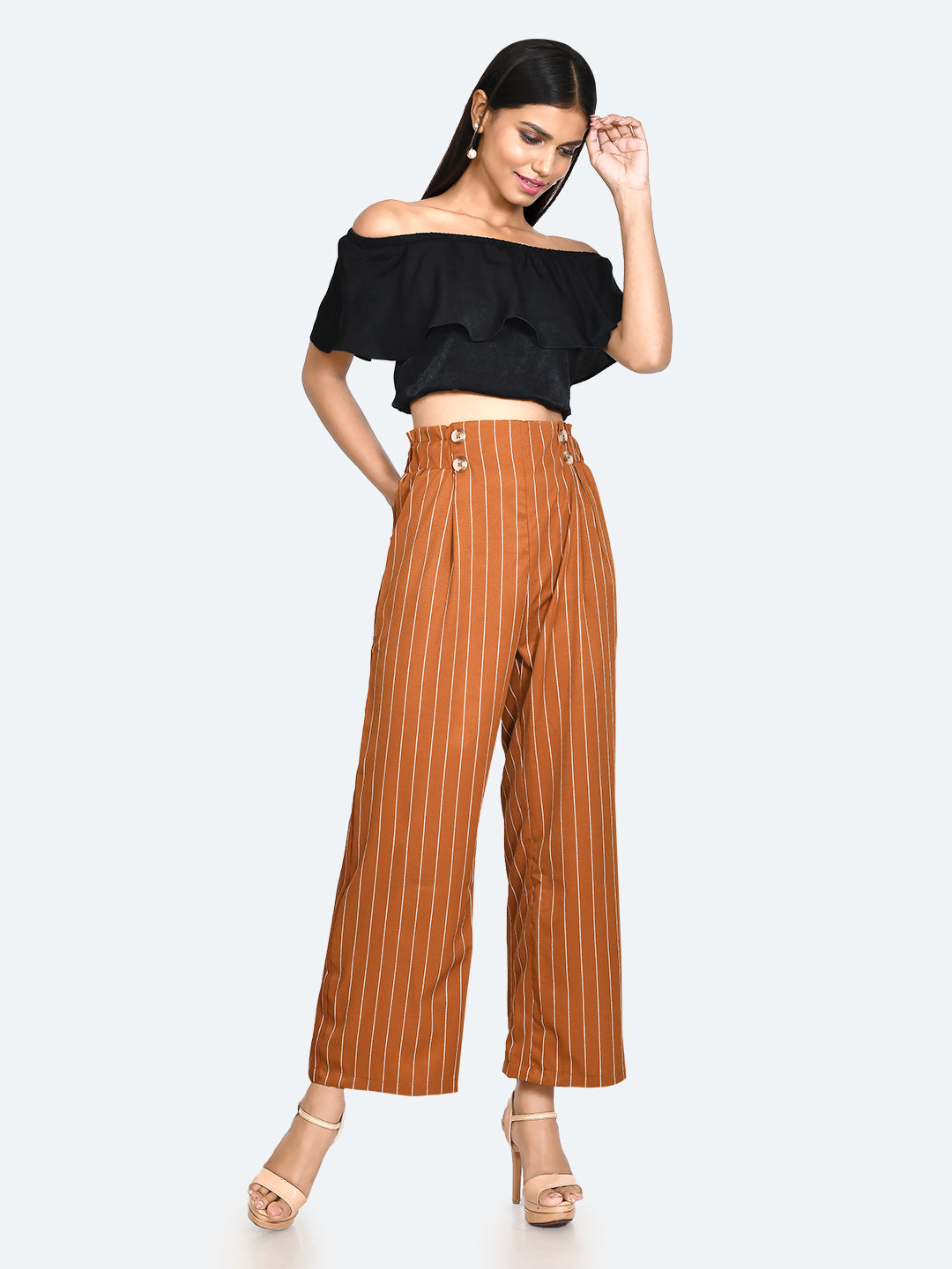 Brown-Striped-Half-Elasticated-Pleated-Trouser-VL00444-1
