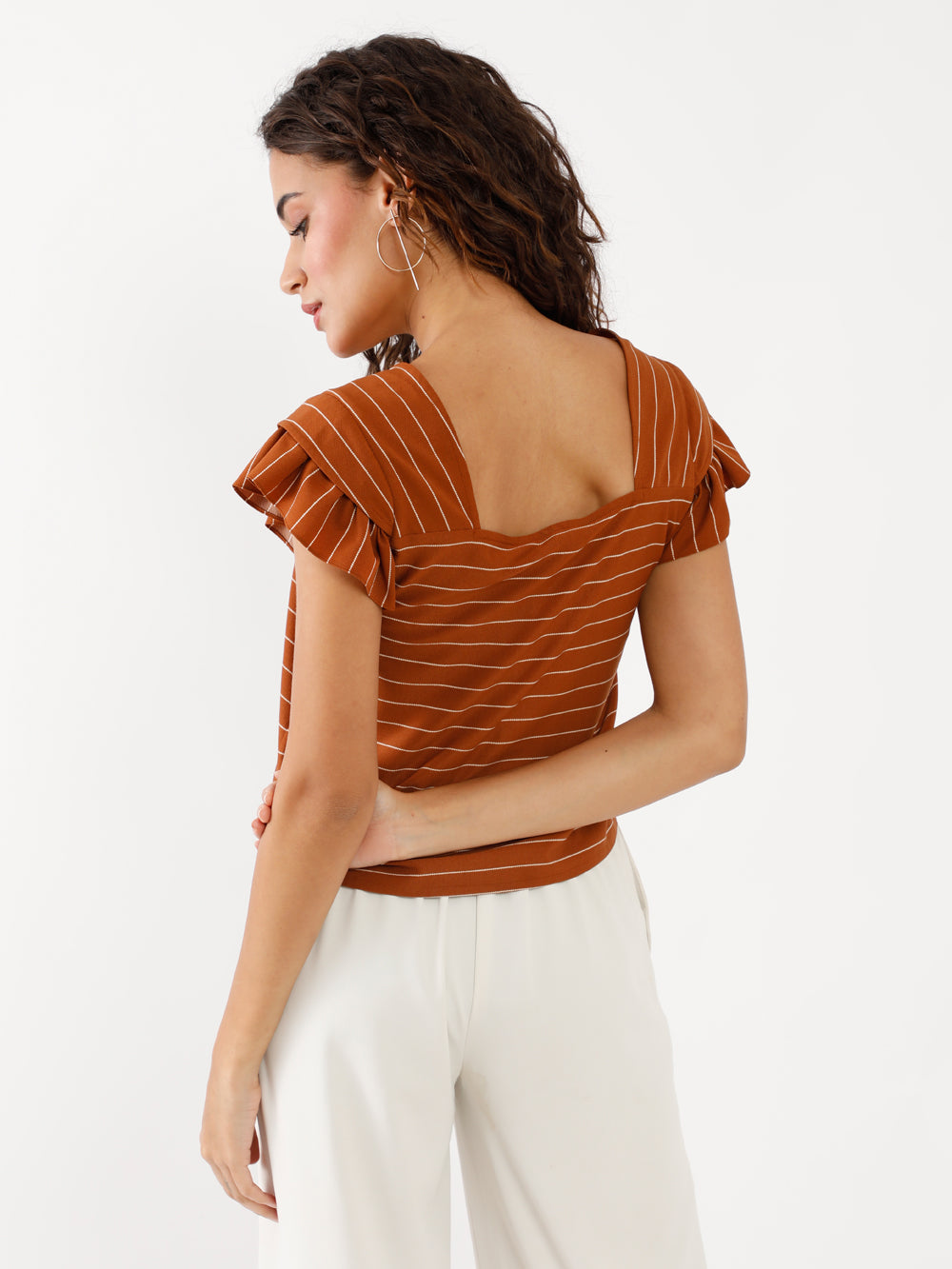 Brown-Striped-Ruffled-Top-VT02353-4