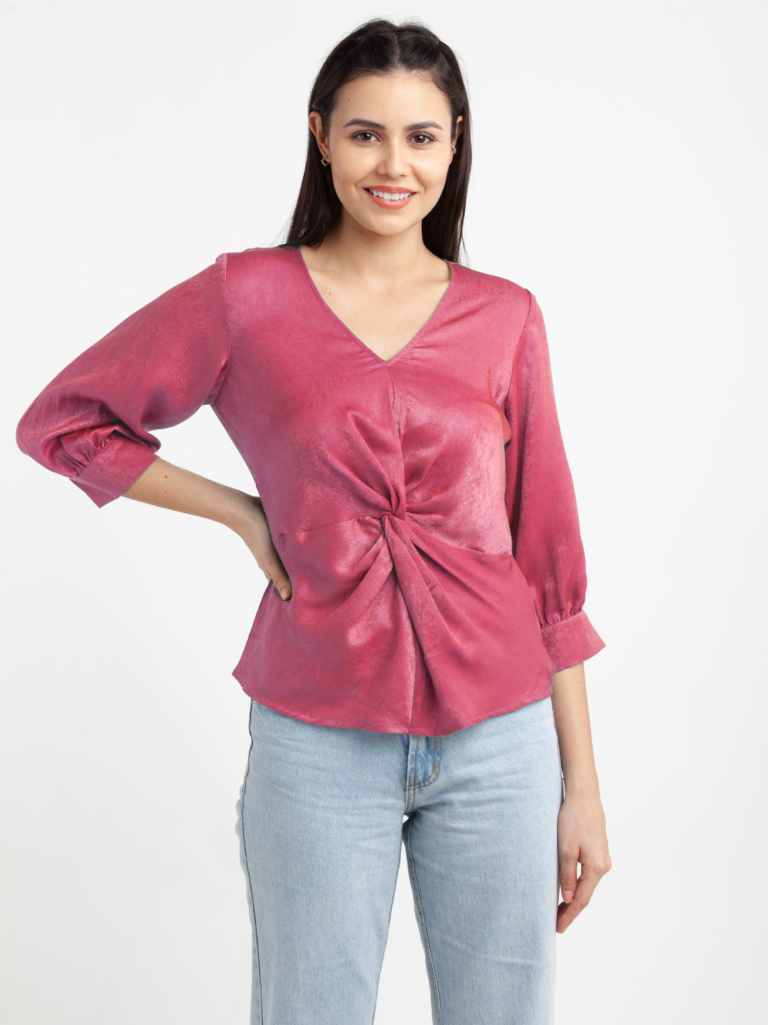 Fuschia-Solid-V-Neck-Top-VT02973_104-Fuschia-2