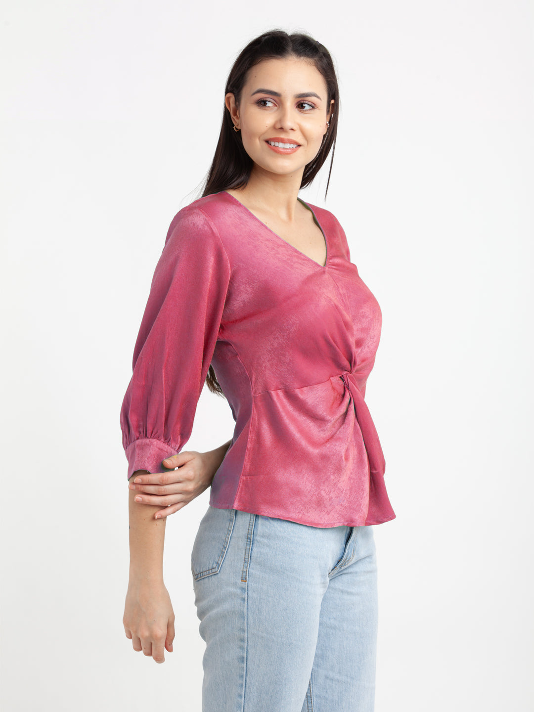 Fuschia-Solid-V-Neck-Top-VT02973_104-Fuschia-3