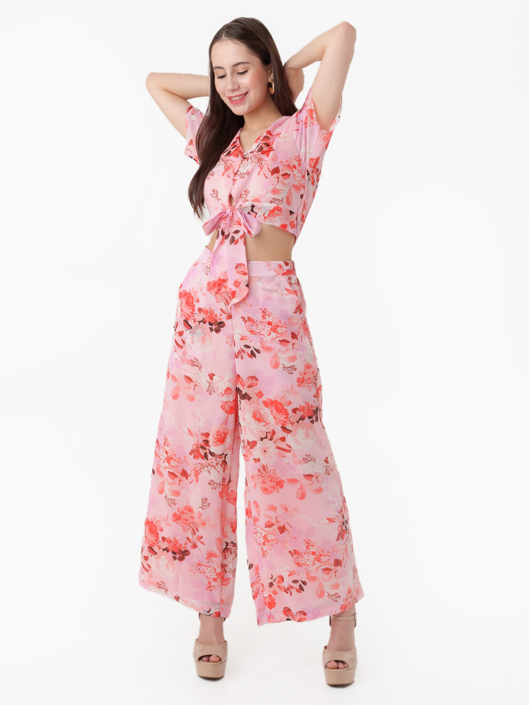 Printed-Polyester-Crop-Top-VT07017_109-Pink-1