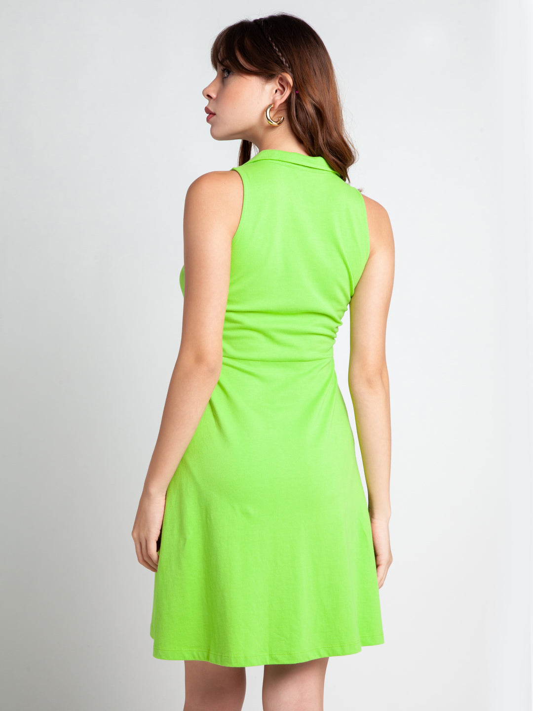 Green Solid Short Dress