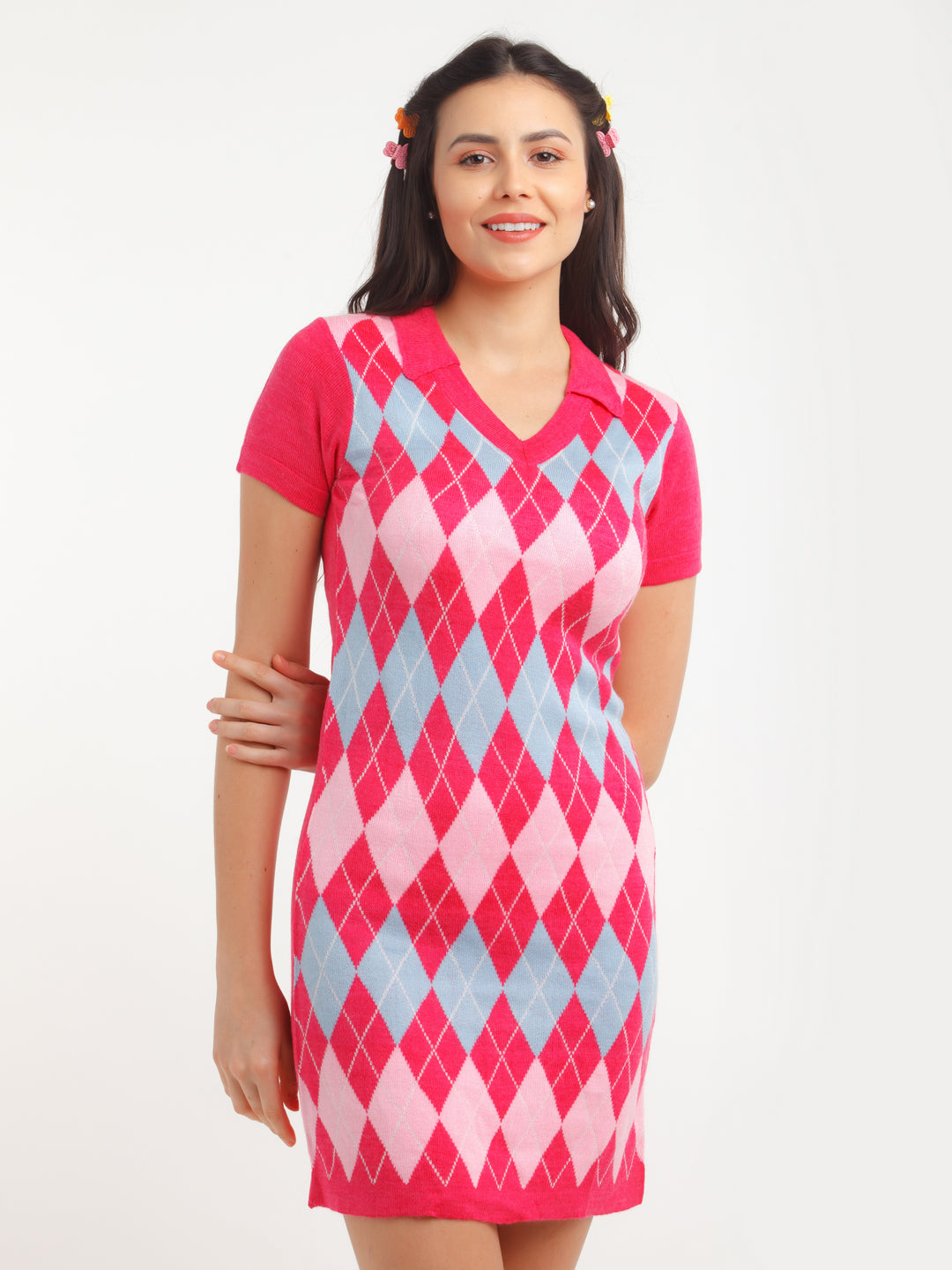 Multi Color Geometric Print Mini Dress For Women