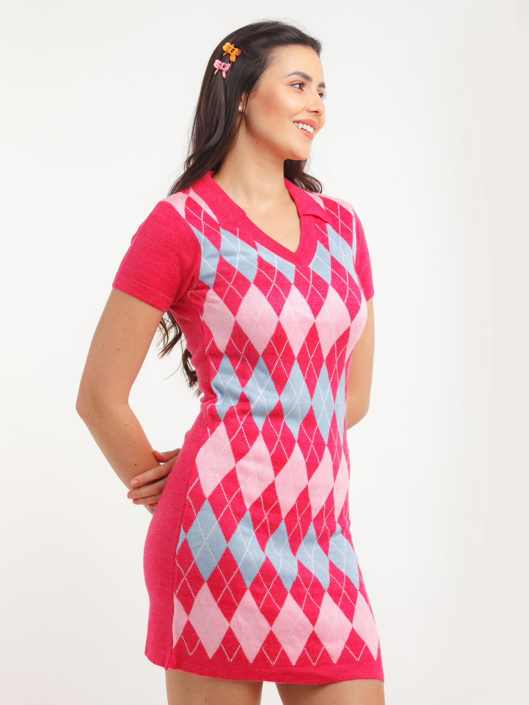 Multi Color Geometric Print Mini Dress For Women