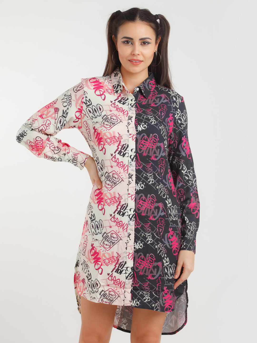 Multicolor Printed Shirt Dress