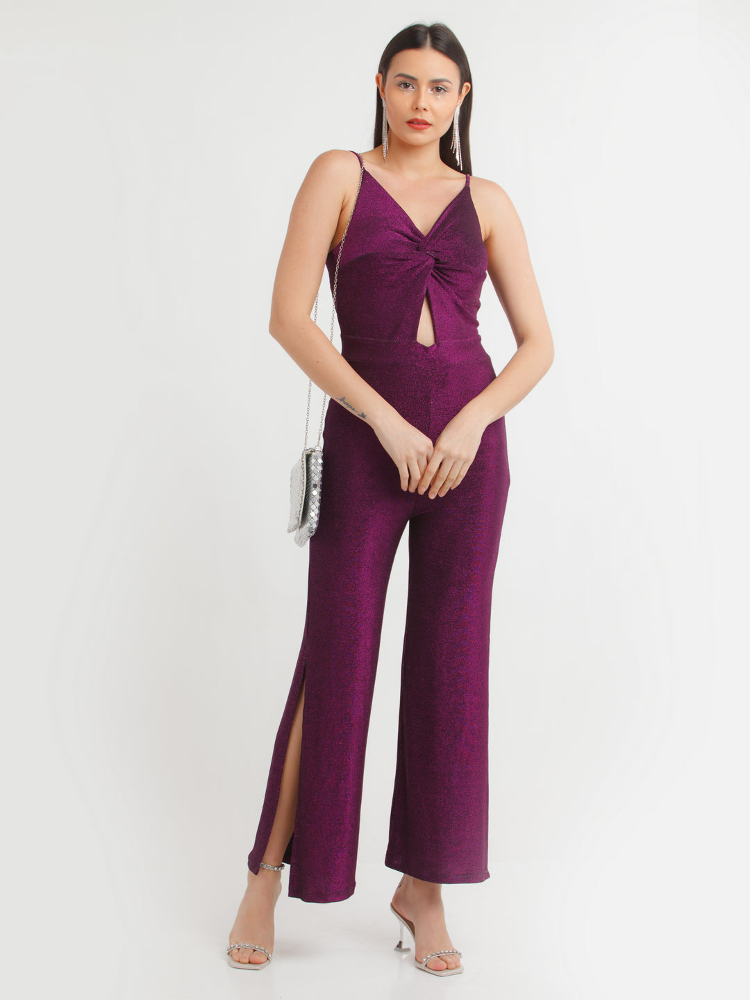 Purple Shimmer Twisted Jumpsuit