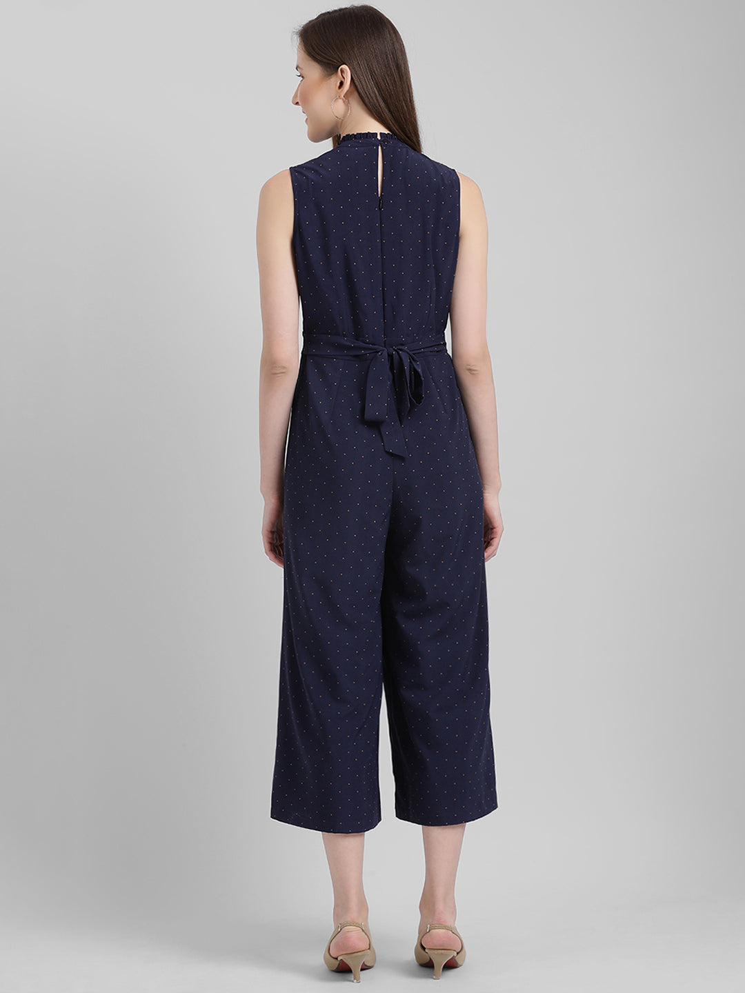 Navy Blue Printed Regular Jumpsuit