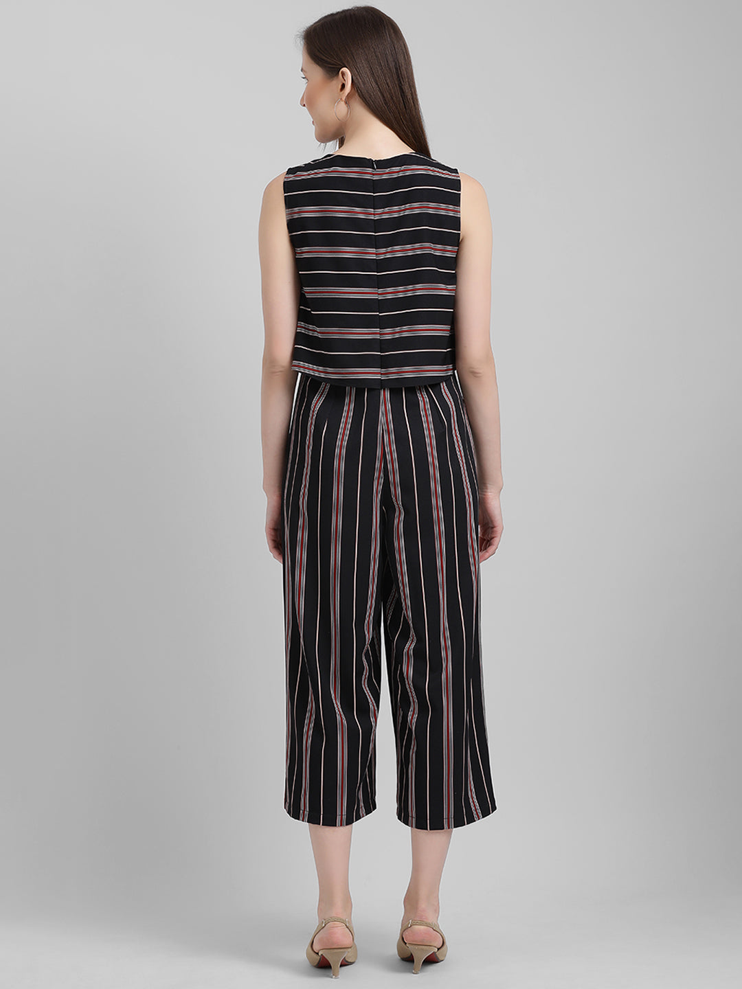 Black Striped Regular Jumpsuit