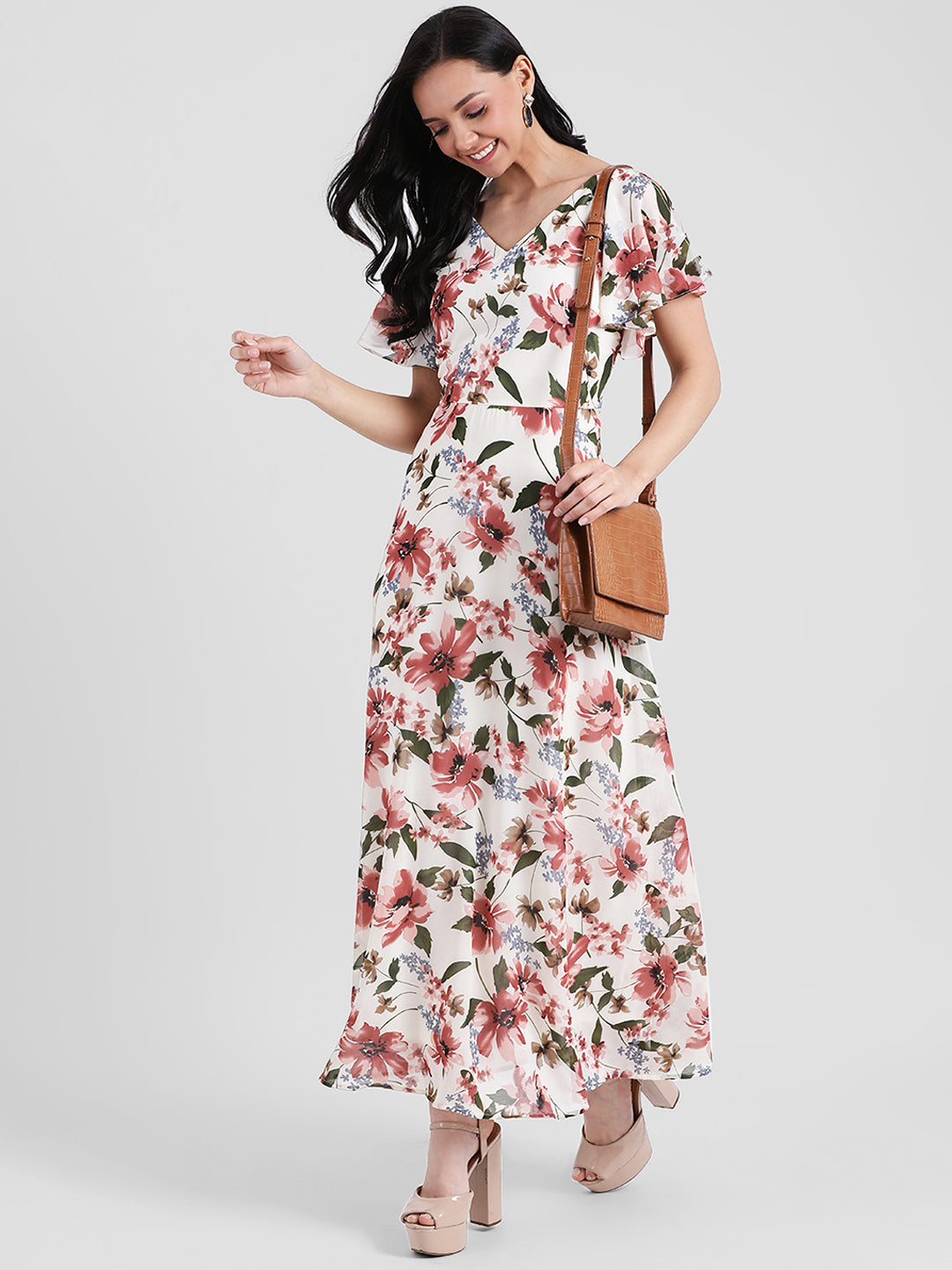 Off White Printed Maxi Dress