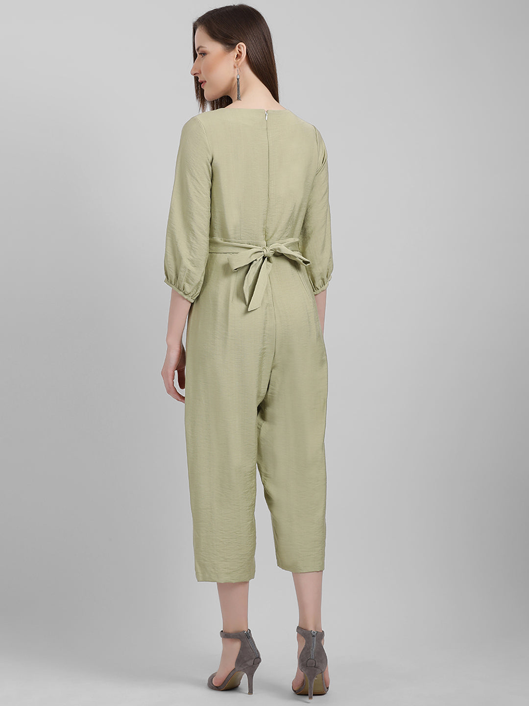 Green Solid Regular Jumpsuit