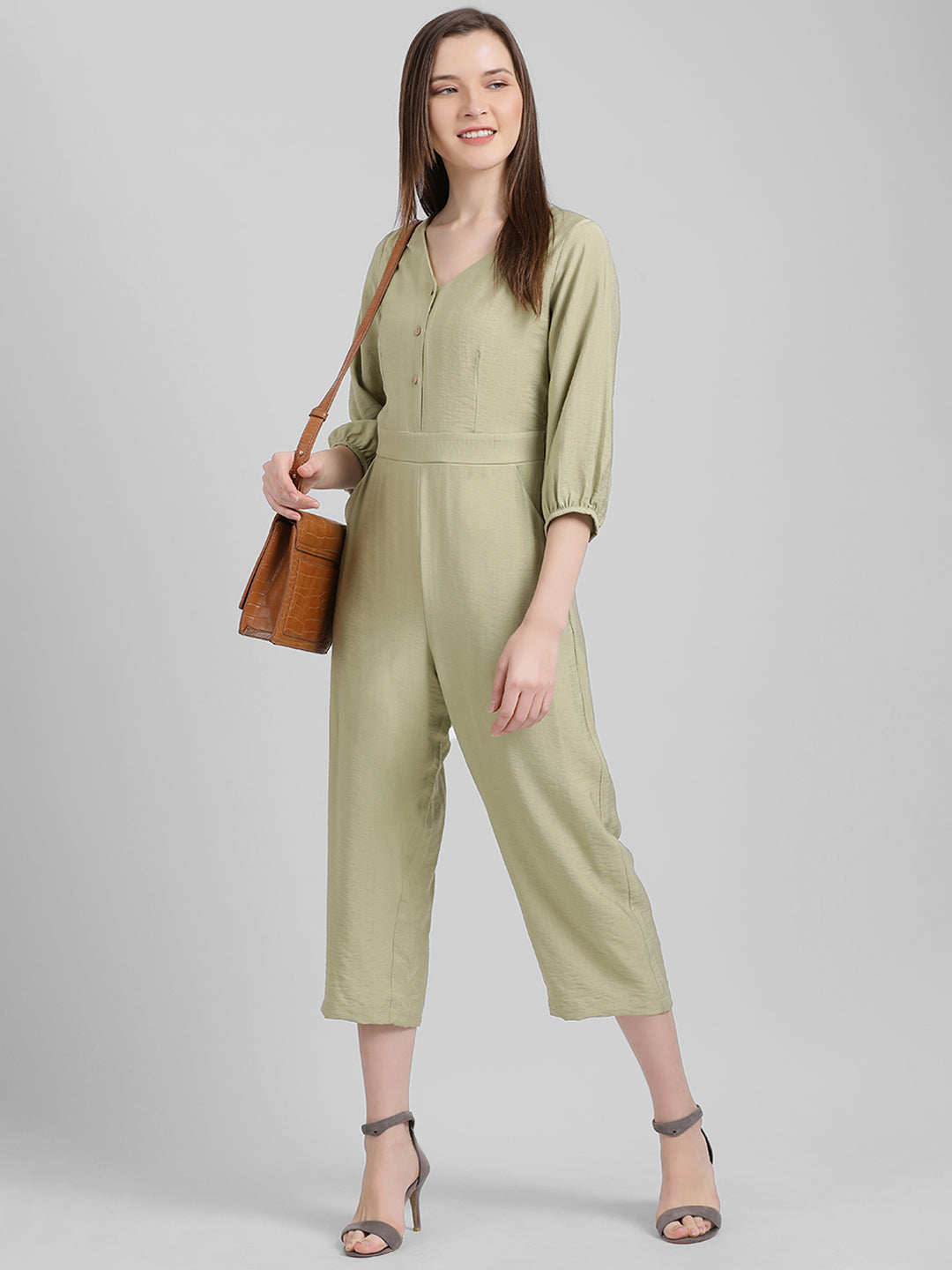 Green Solid Regular Jumpsuit