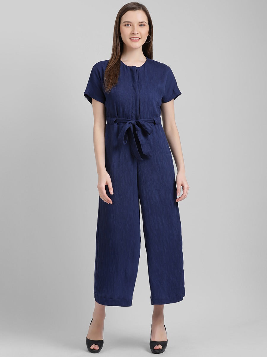 Blue Solid Regular Jumpsuit