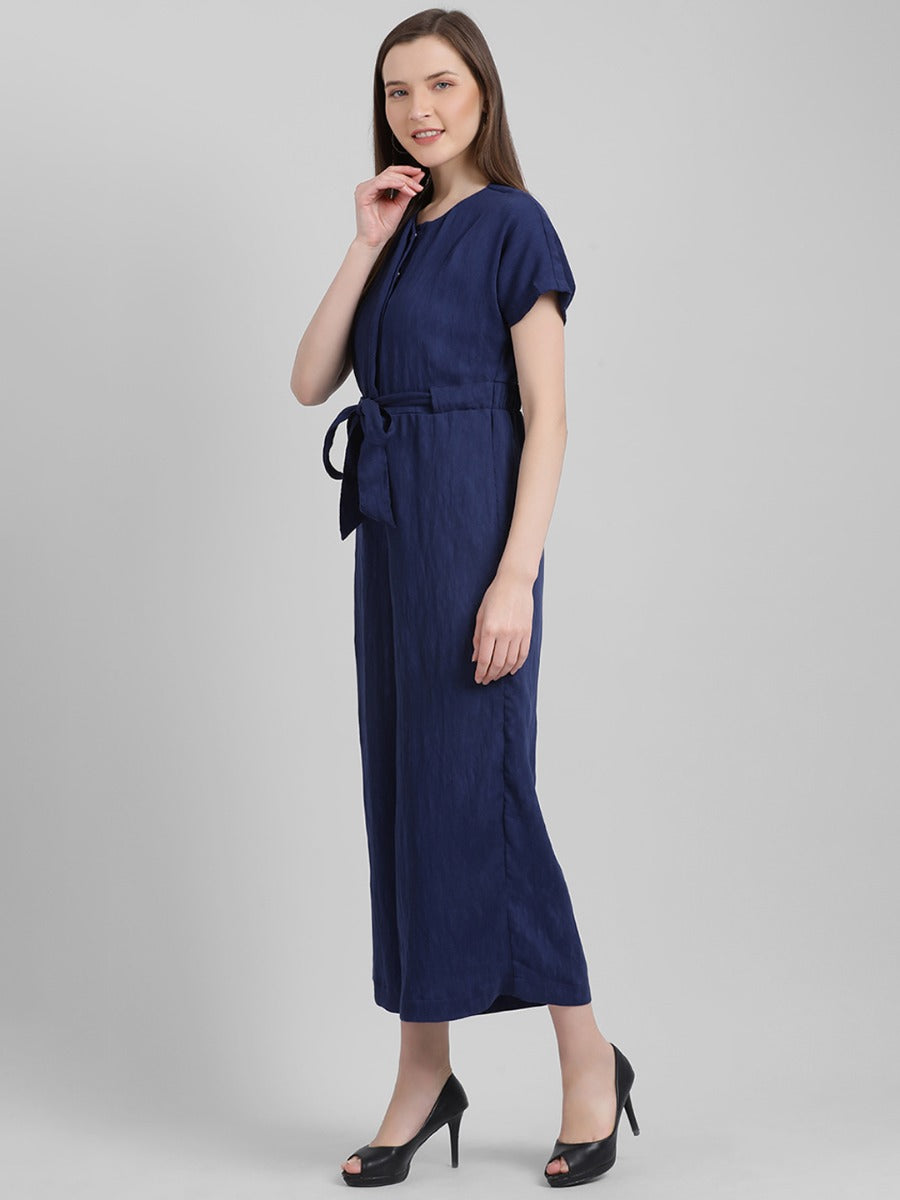 Blue Solid Regular Jumpsuit