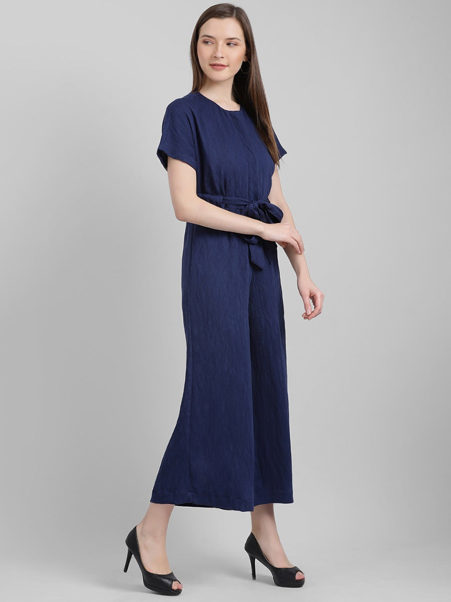 Blue Solid Regular Jumpsuit