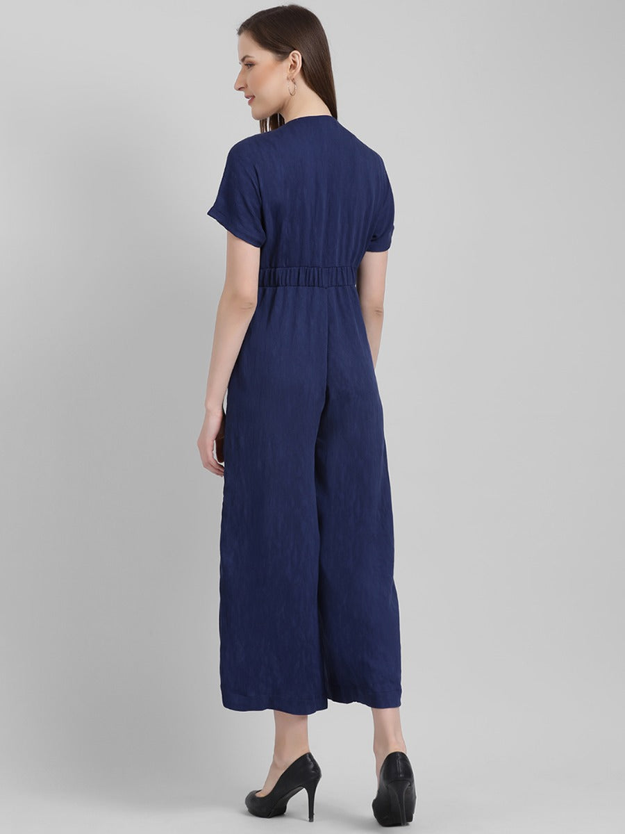 Blue Solid Regular Jumpsuit