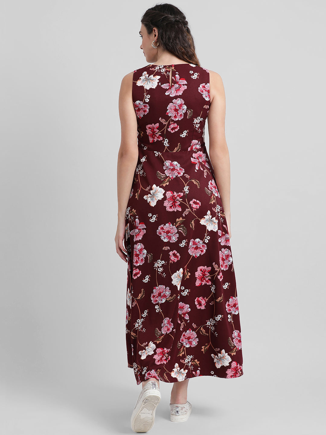 Maroon Printed Maxi Dress