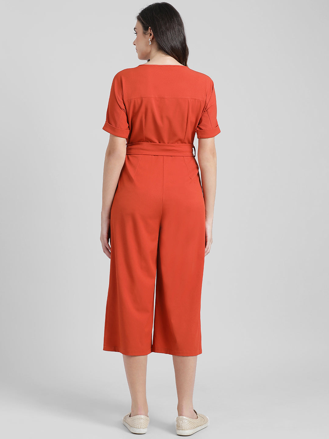 Rust Solid Basic Jumpsuit