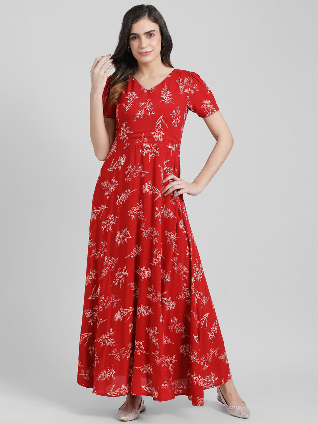 Red Printed Maxi Dress