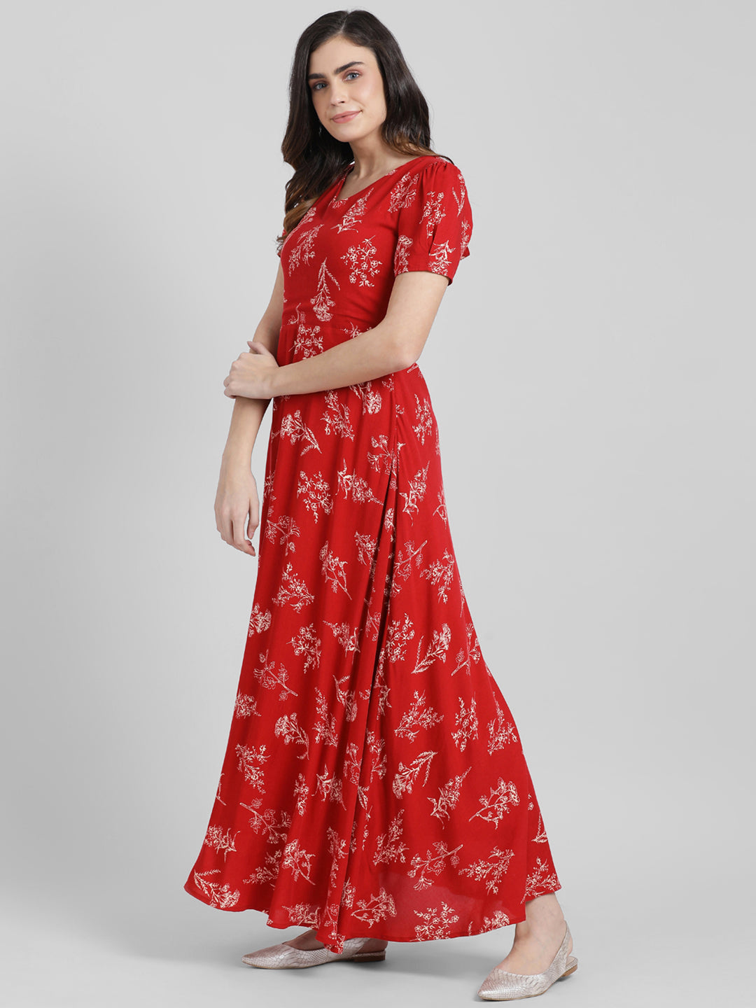 Red Printed Maxi Dress