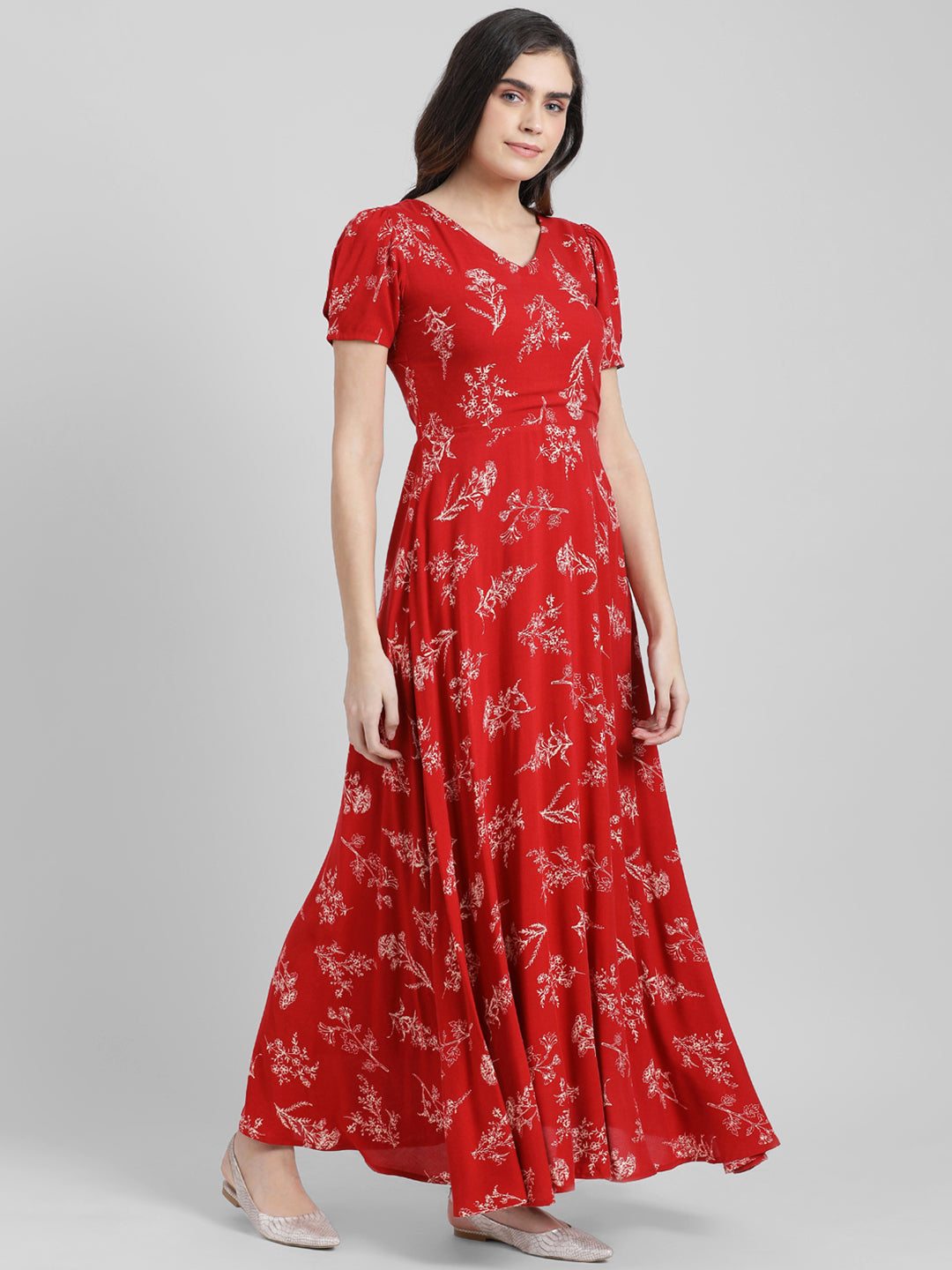 Red Printed Maxi Dress