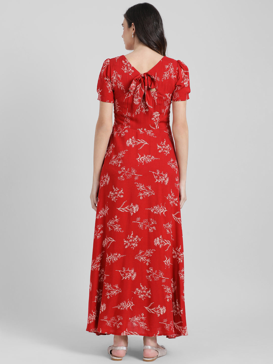 Red Printed Maxi Dress