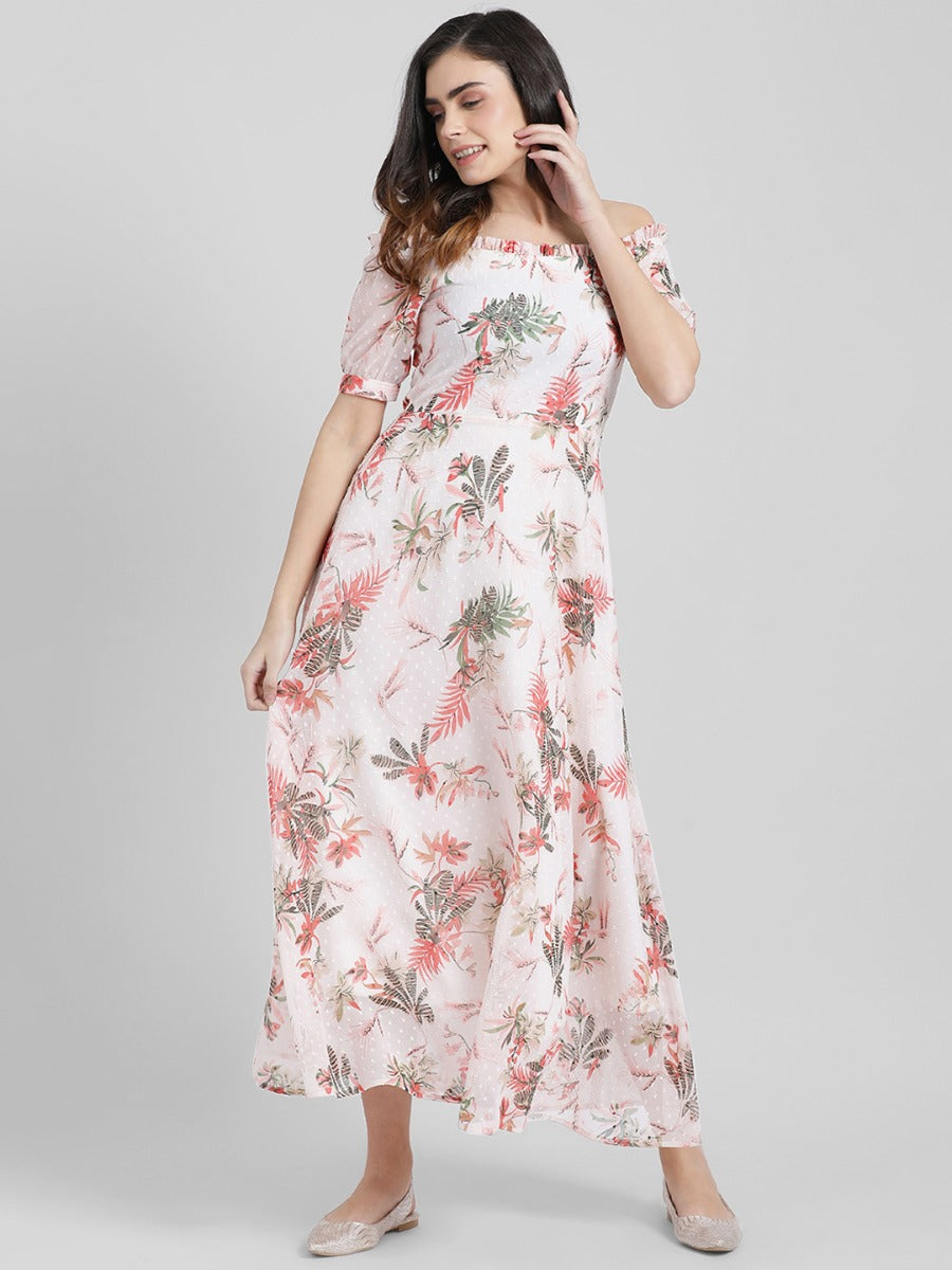 Pink Printed Maxi Dress