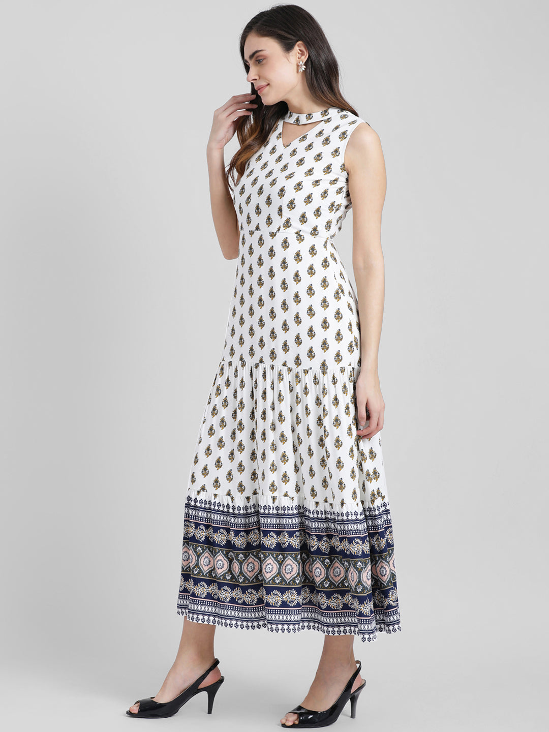 White Printed Maxi Dress