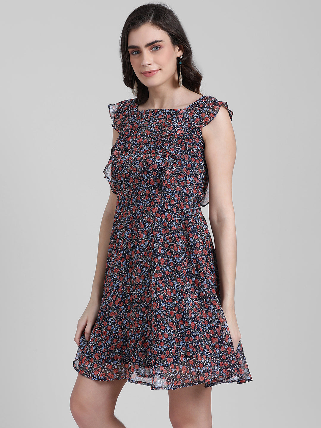 Multi Solid Fit and Flare Dress