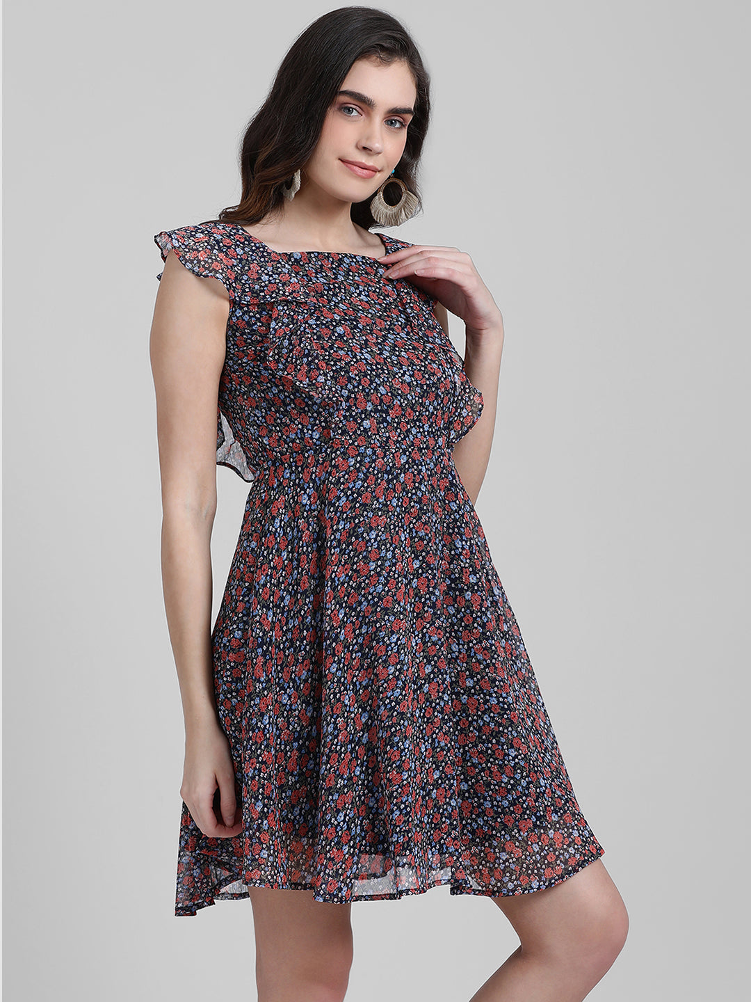Multi Solid Fit and Flare Dress