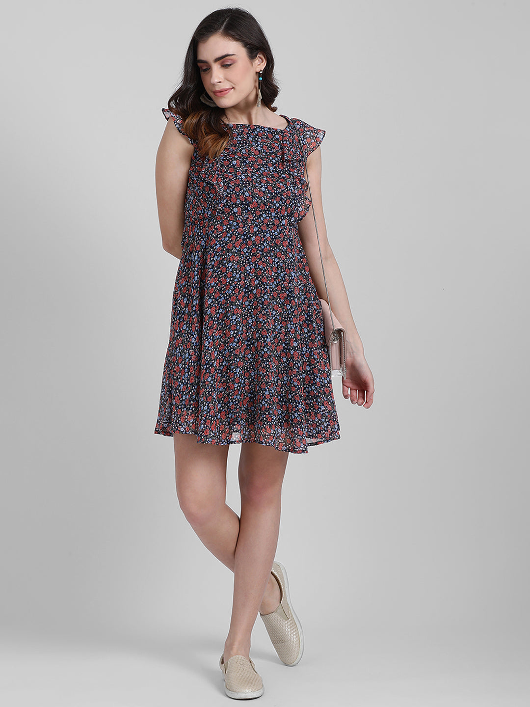 Multi Solid Fit and Flare Dress