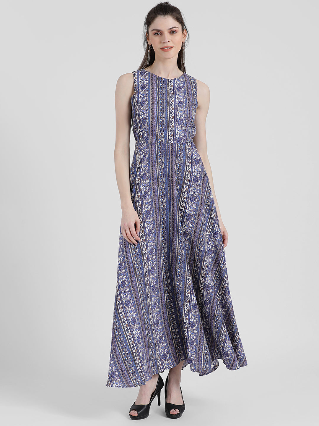 Blue Bohemian A-Line Maxi Dress