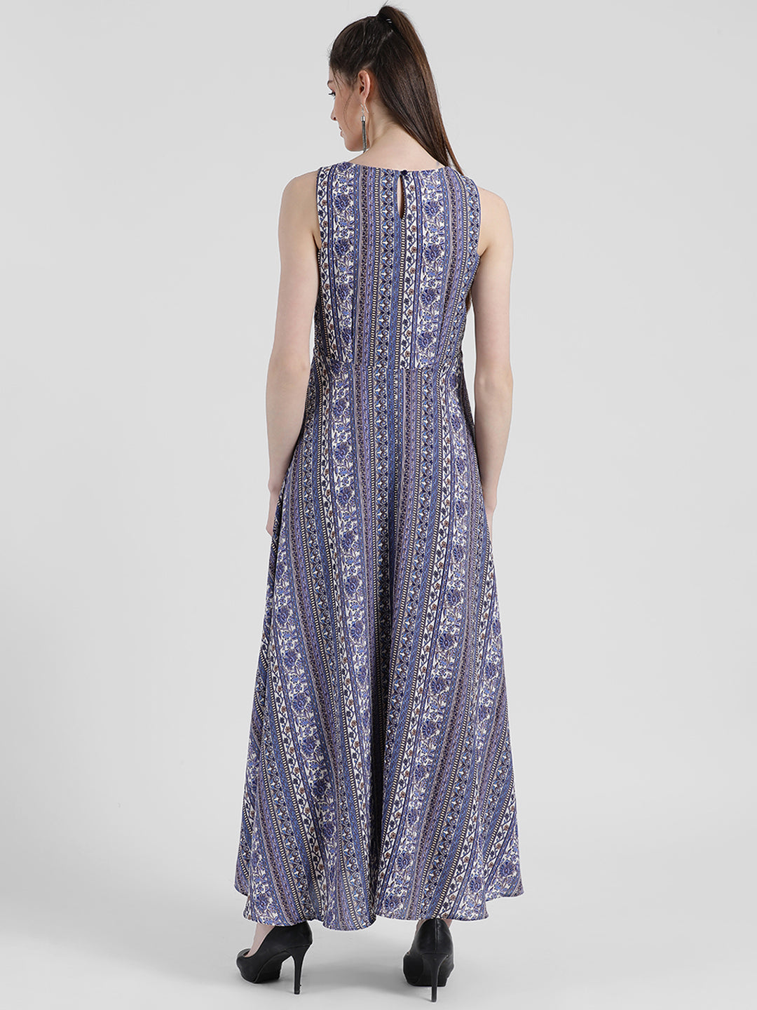 Blue Bohemian A-Line Maxi Dress