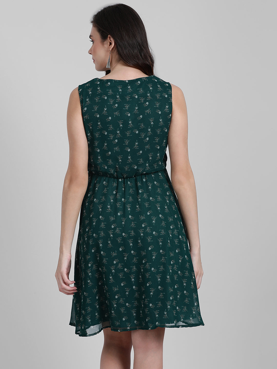 Green Printed A-Line Dress